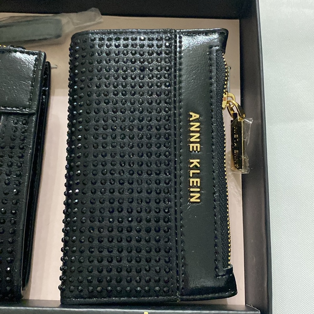 Black Rhinestone zip clutch and Card Case. Anne Klein - New in Box - Picture 3 of 3